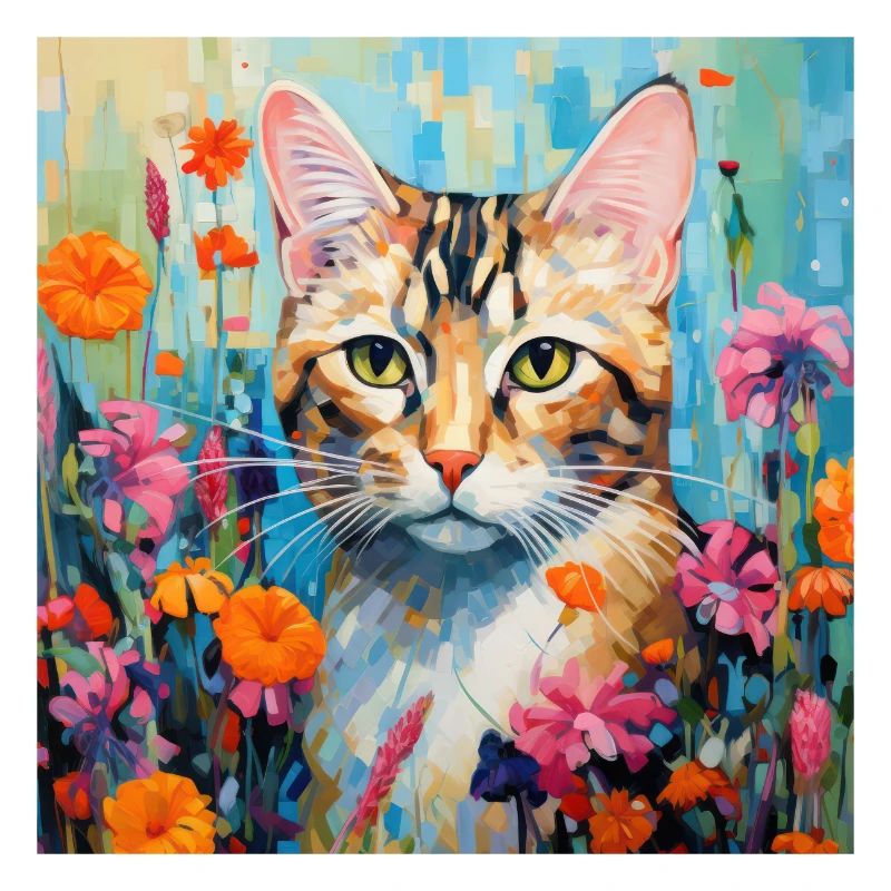 cat, cat motif, flowers, gift, gift idea