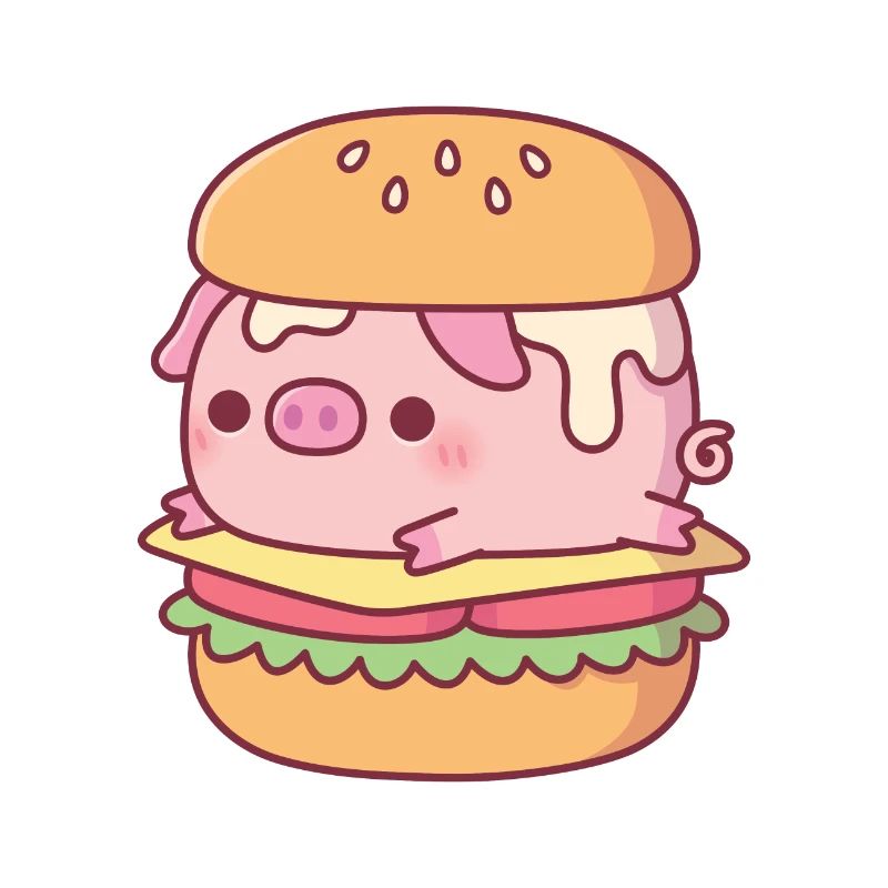 Cochon mignon dans un hamburger drôle