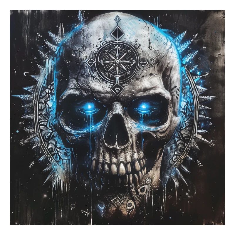 Wikinger Totenkopf Vikings Skull Valhalla Vegvisir