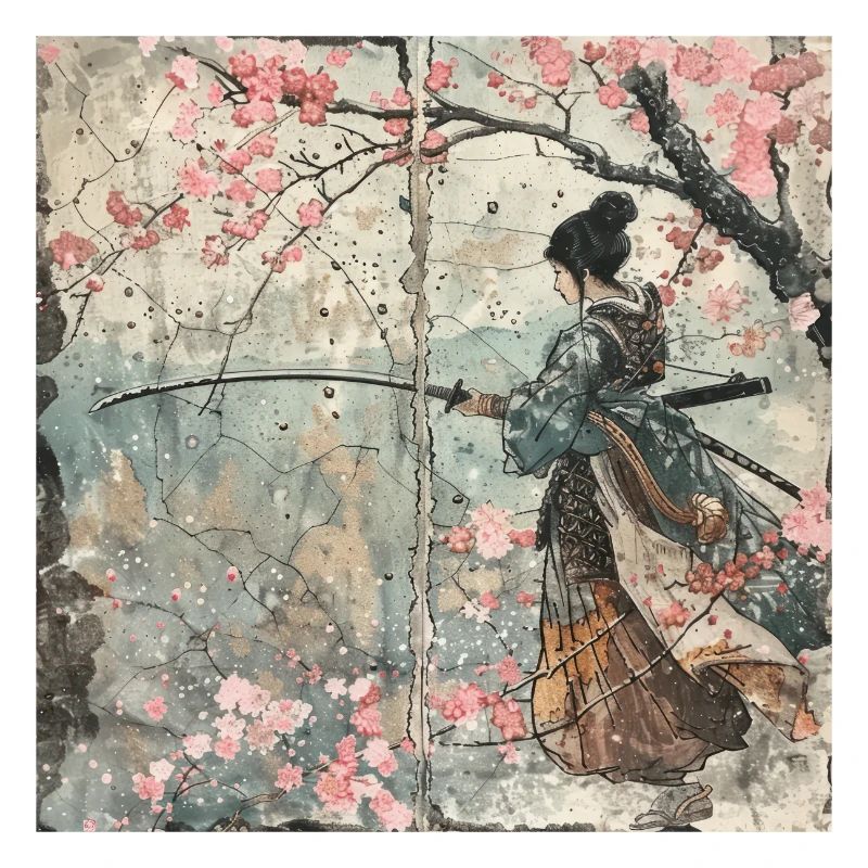 Japanese, Samurai, Cherry Blossom, Art, Ukiyo-E, s