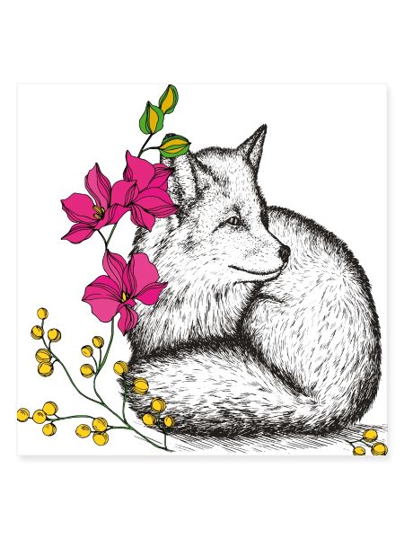 Fuchs mit Blumen
