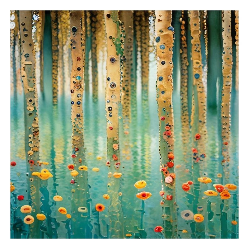 Forêt abstraite de fleurs et reflets