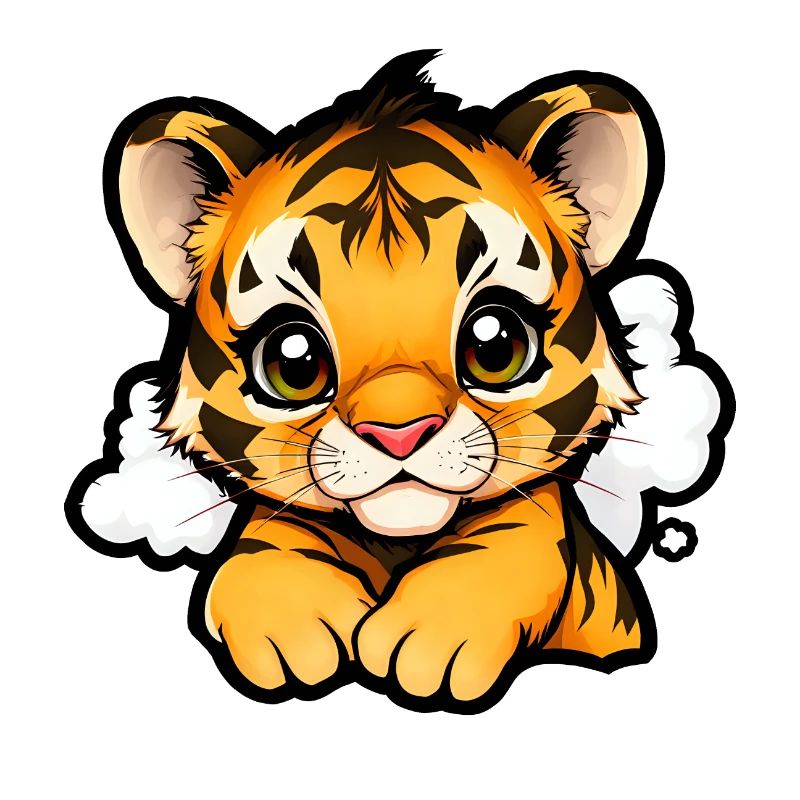 Playful Tiger Cub in a Cloud Dreamscape