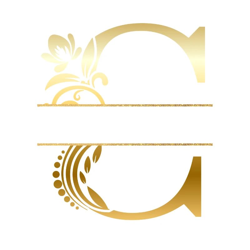 Personalisierter Buchstabe c Gold Blumen - Geschenkidee