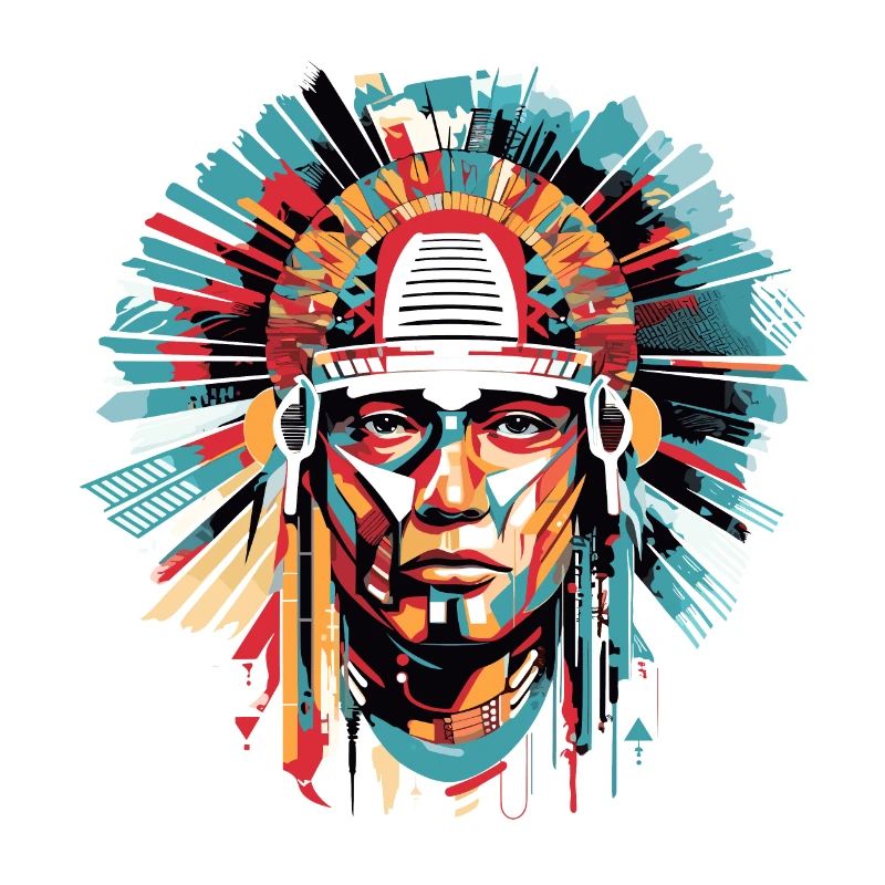 Ancien Aztec Warrior Mystical Abstract