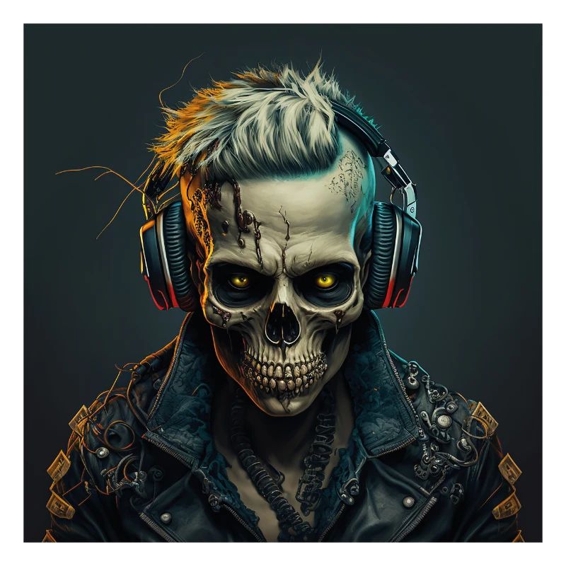 Cyborg Zombie Teschio Disc Jockey