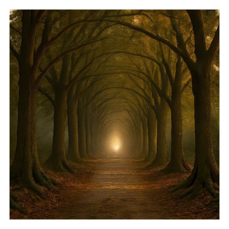 Mystical tree path in the autumn light