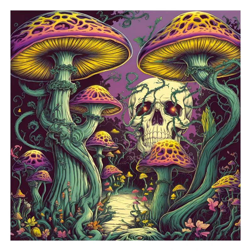 Conception de crâne de forêt de champignons