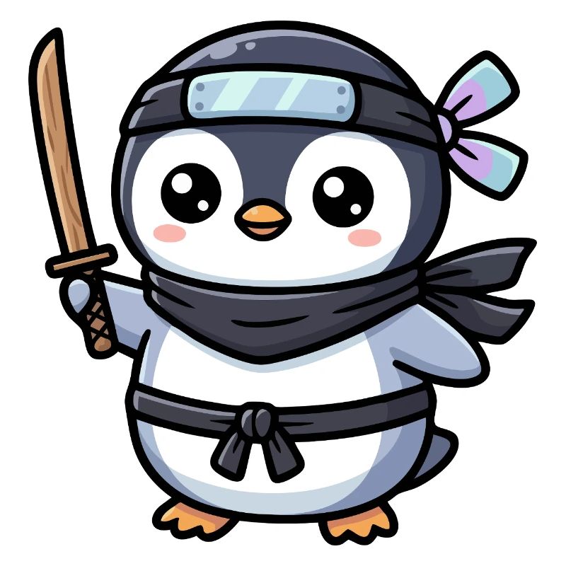 Pingouin Ninja avec Épée