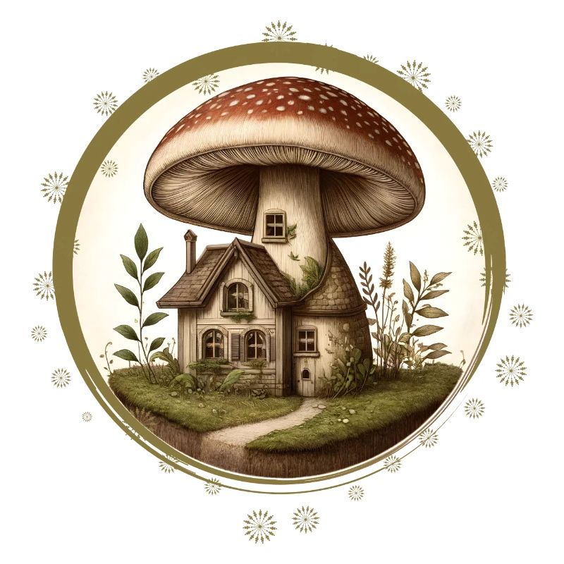 Conception d’un champignon comme une maison de conte de fées dans la forêt