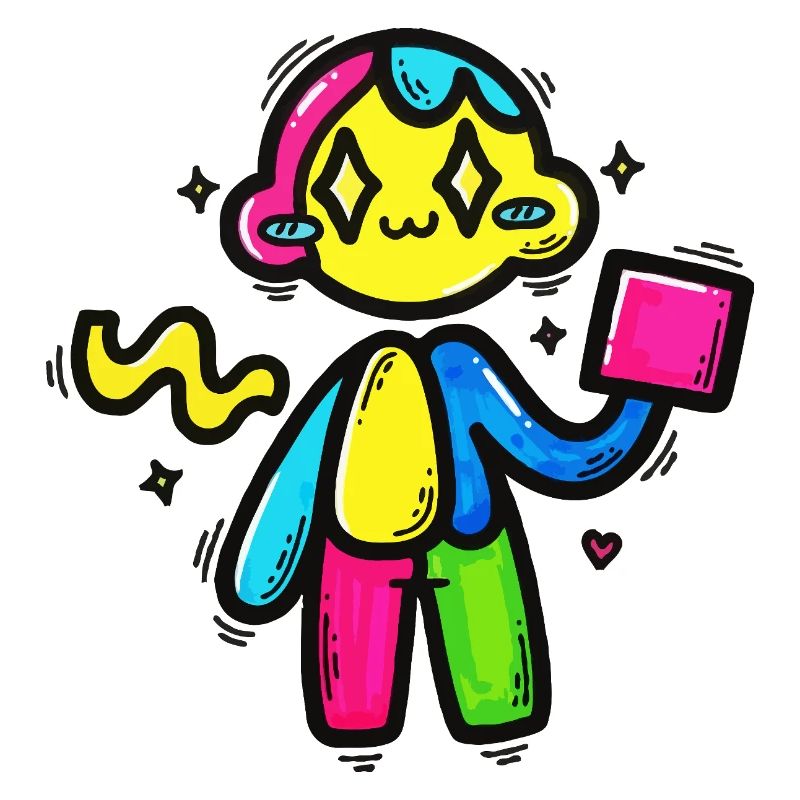 Robot Doodle coloré avec bloc