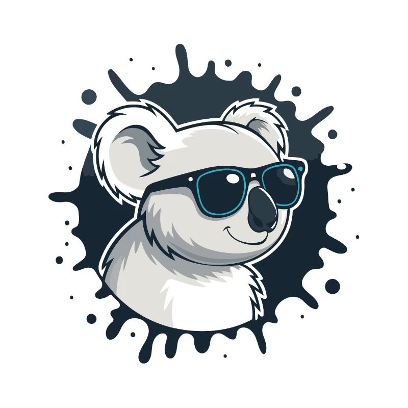 Koala chic glasses on blue splash