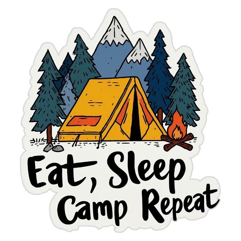 Camping, Spruch Spruch Eat Sleep Camp, Repeat Camper Outdoo