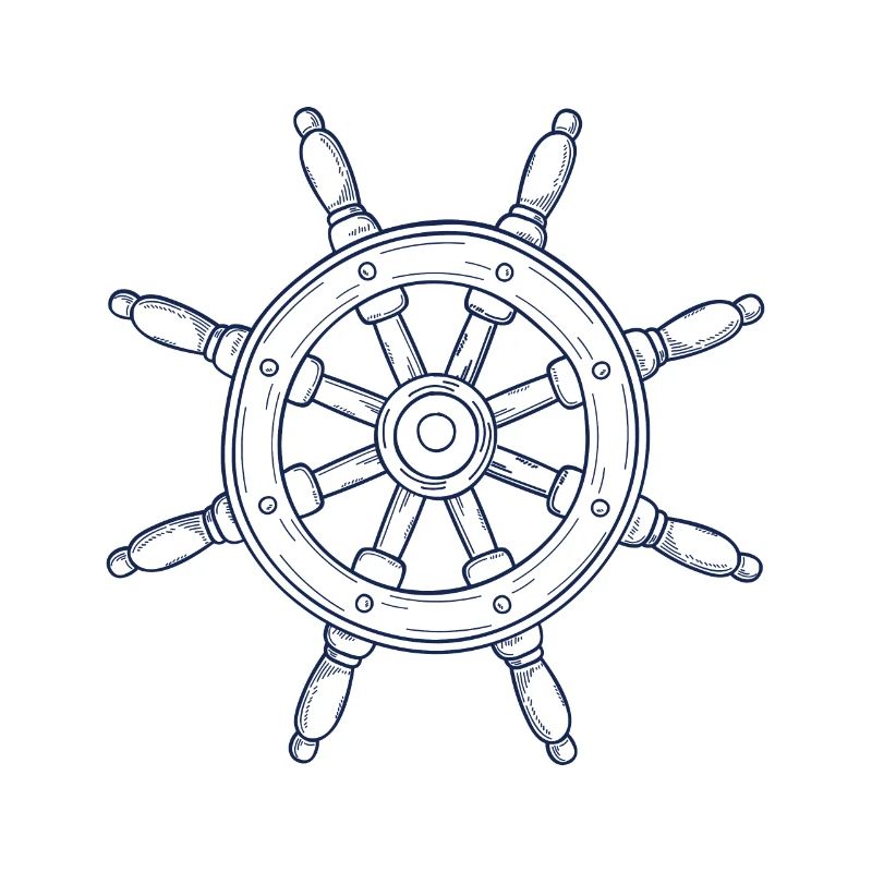 Sail tshirt hand drawn steering wheel design