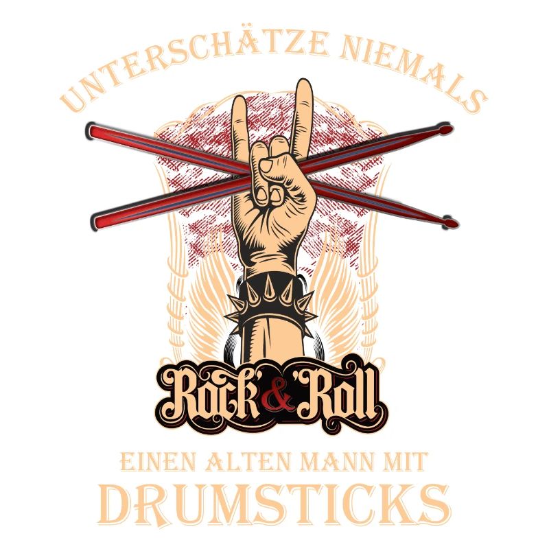 Drummer Schlagzeuger - alter Mann mit Drumsticks