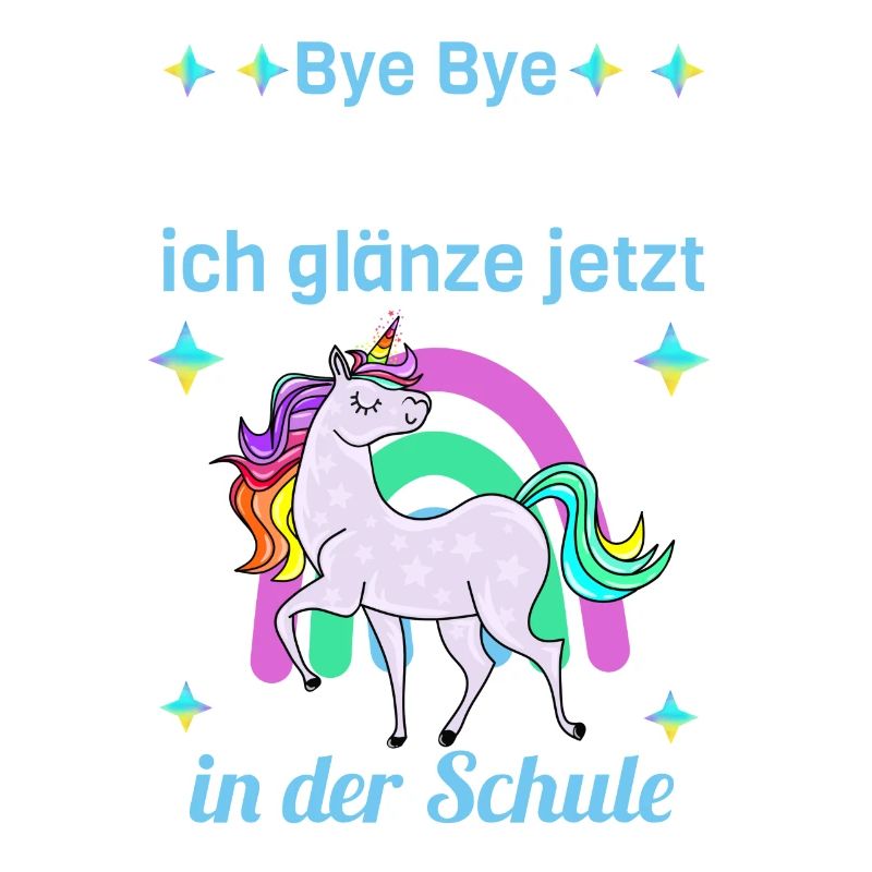 Bye Bye Kindergarten Glitzer Einhorn Einschulung