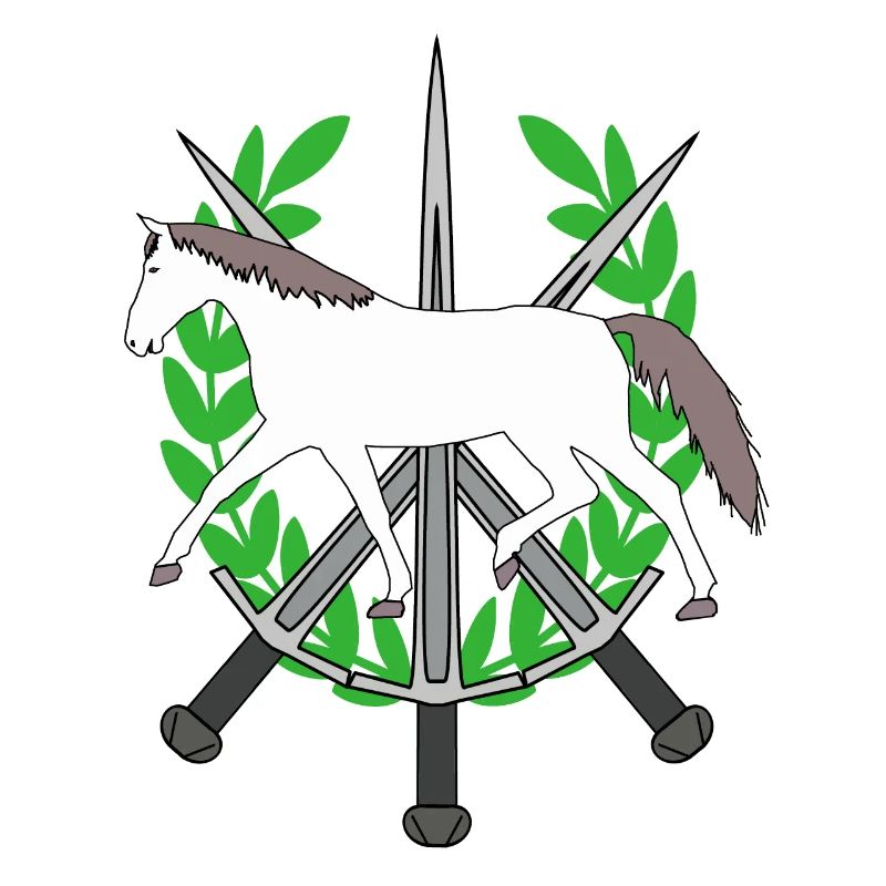 Lorbeerkranz Ritter Schwerter Held Pferd Held