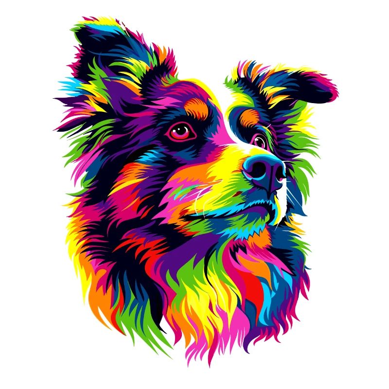 Australian Shepherd Bright Colors Pop Art Aussie