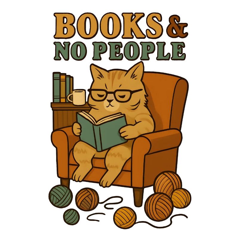 Cat reader in a comfortable armchair