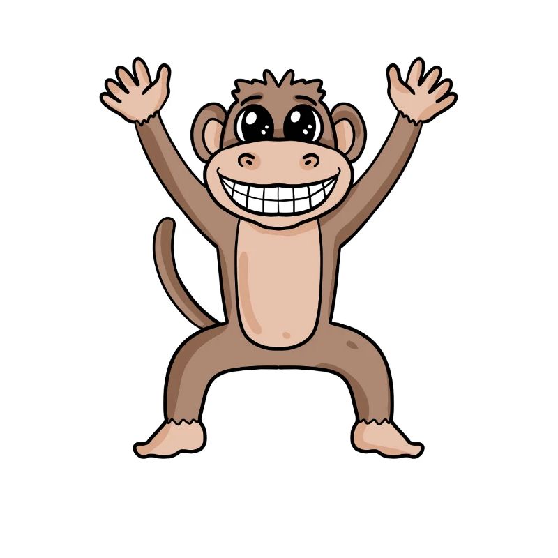 Playful monkey head with a broad grin