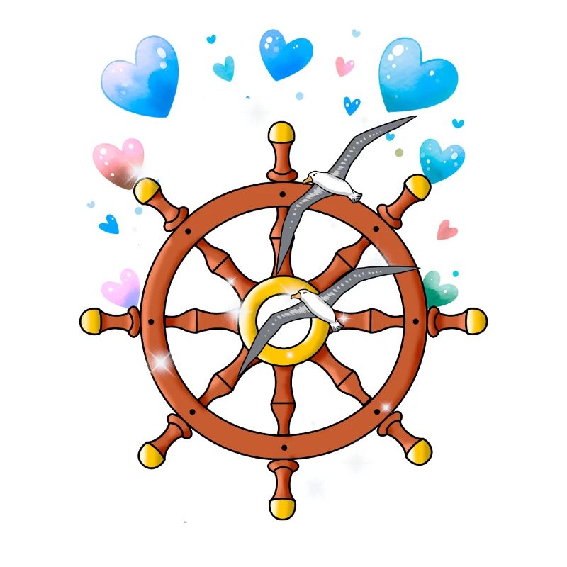 Steering wheel seagulls maritime
