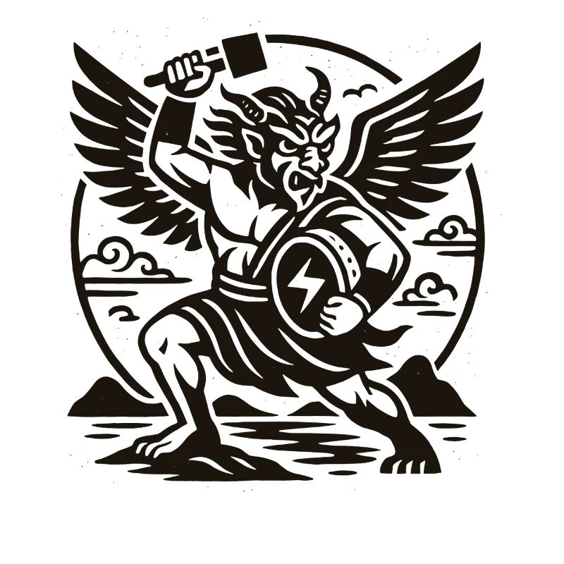 Chinese Thunder God Winged Demon Warrior