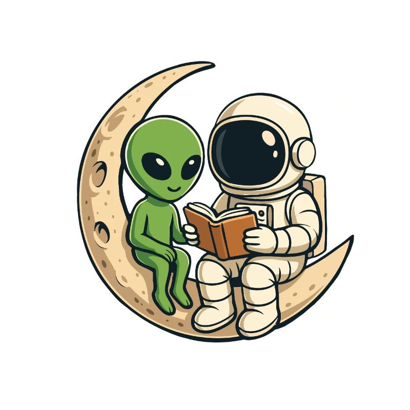 Reading Astronaut Alien Space Book Lover 