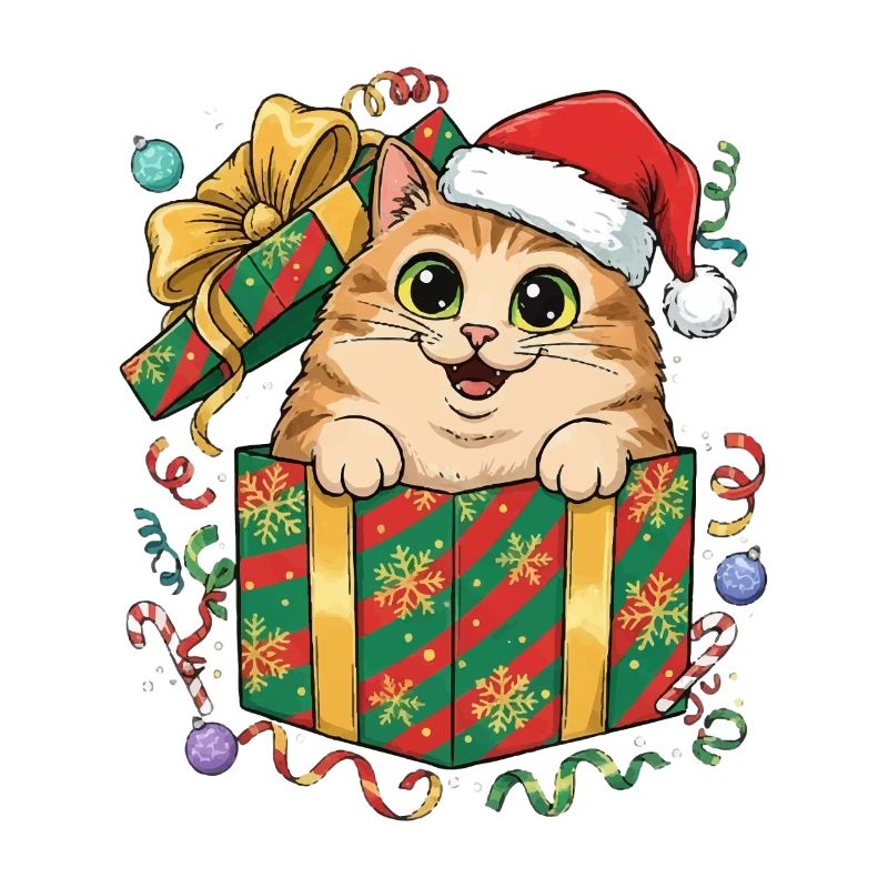 Kätzchen im Weihnachtsgeschenk