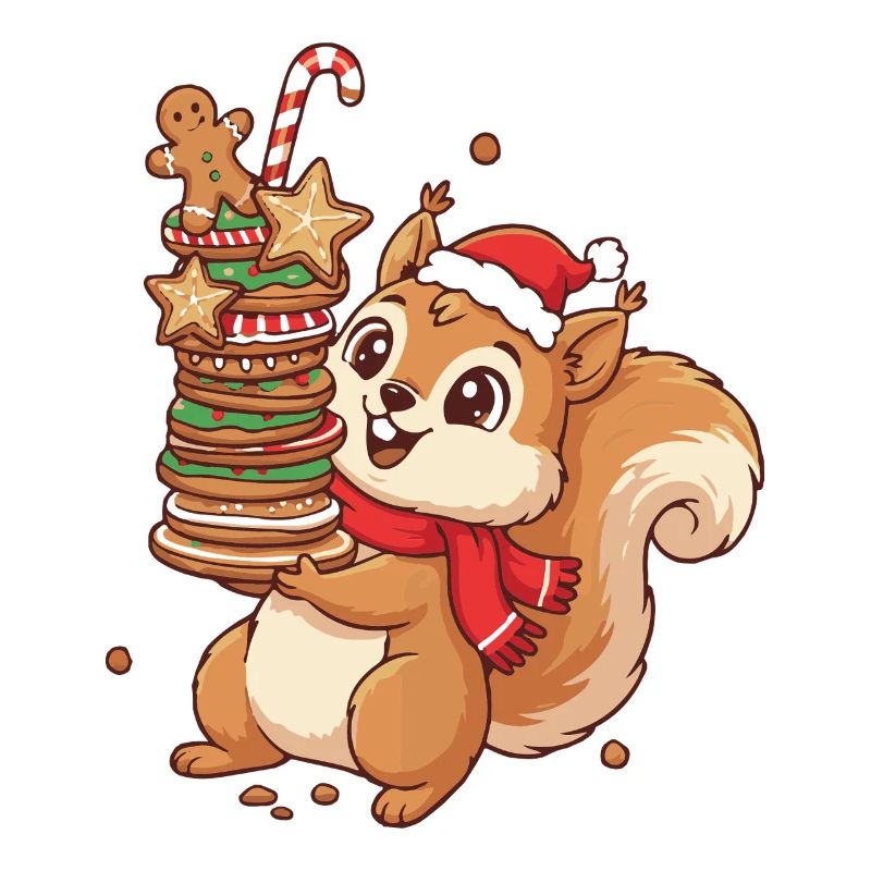 Écureuil de Noël avec des biscuits