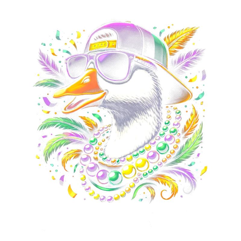 Hipster Gans  mit Perlenkette Mardi Gras