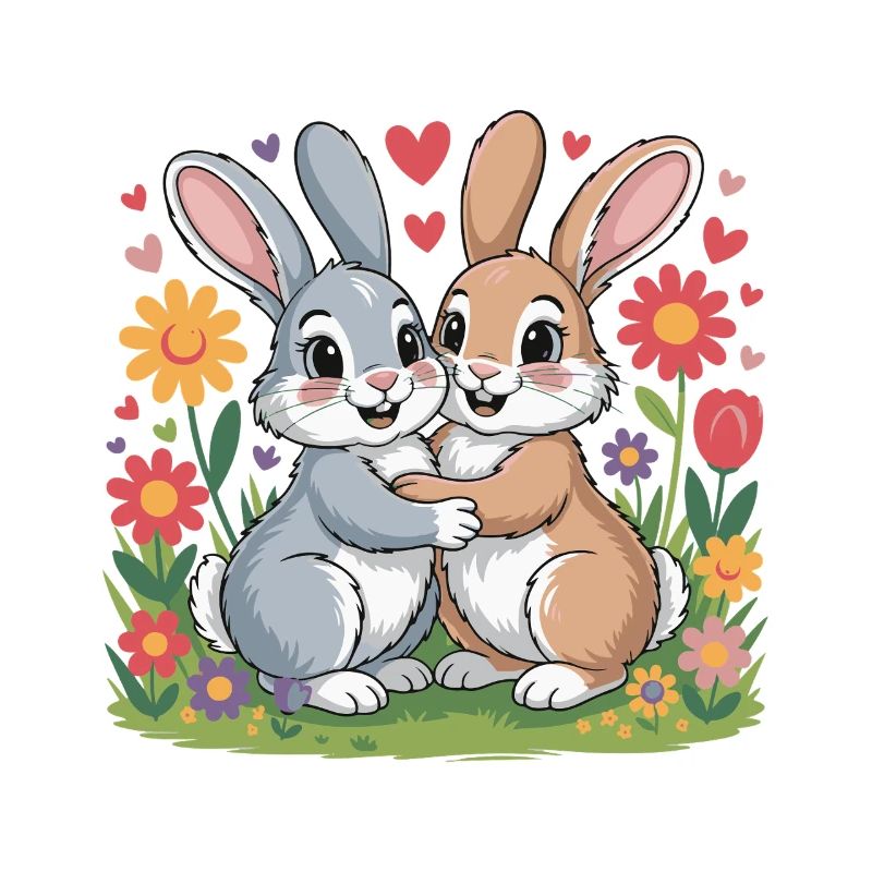 Hase Comic Paar Liebe