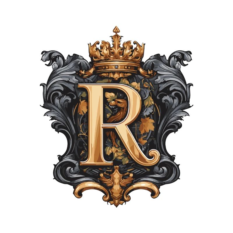 R Buchstabe Name Krone