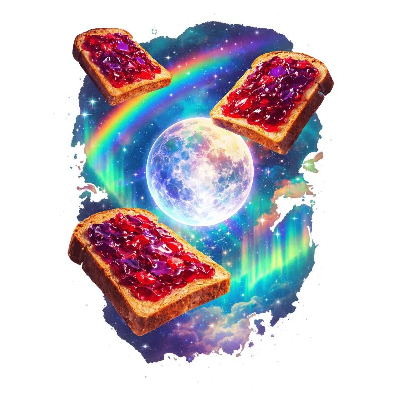 Toast spatial avec arc-en-ciel