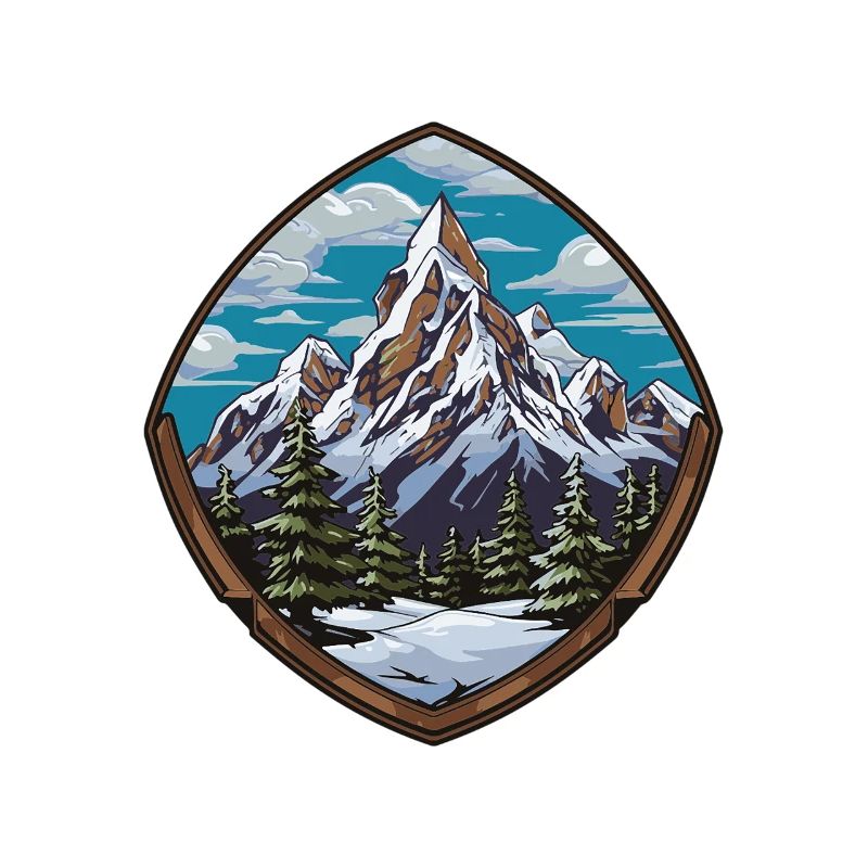 Mountain Summit Shield Emblem Mountains