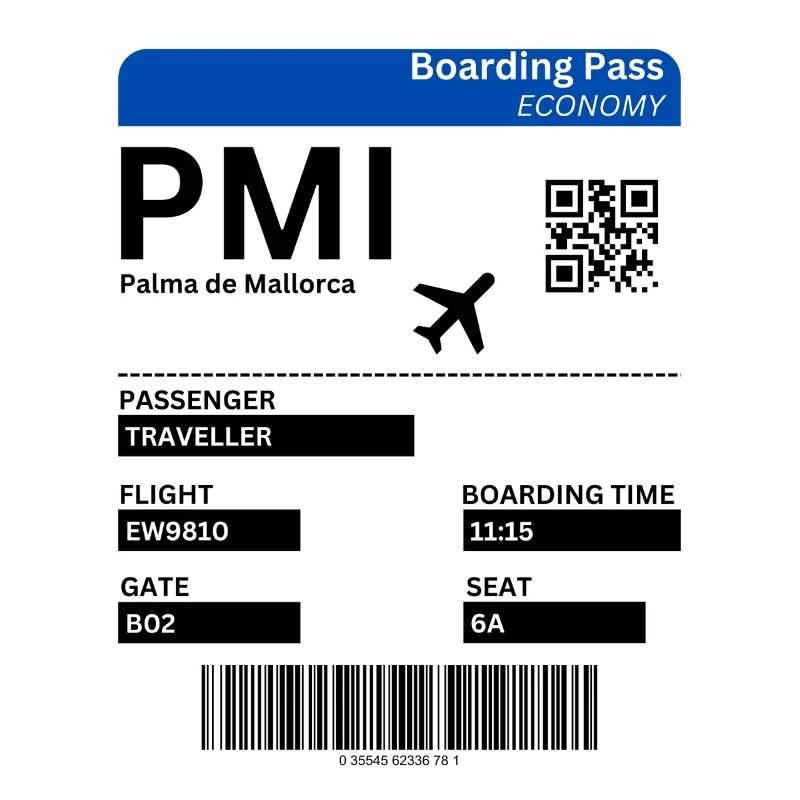 Mallorca Flight Ticket Design Boarding Pass Shirt