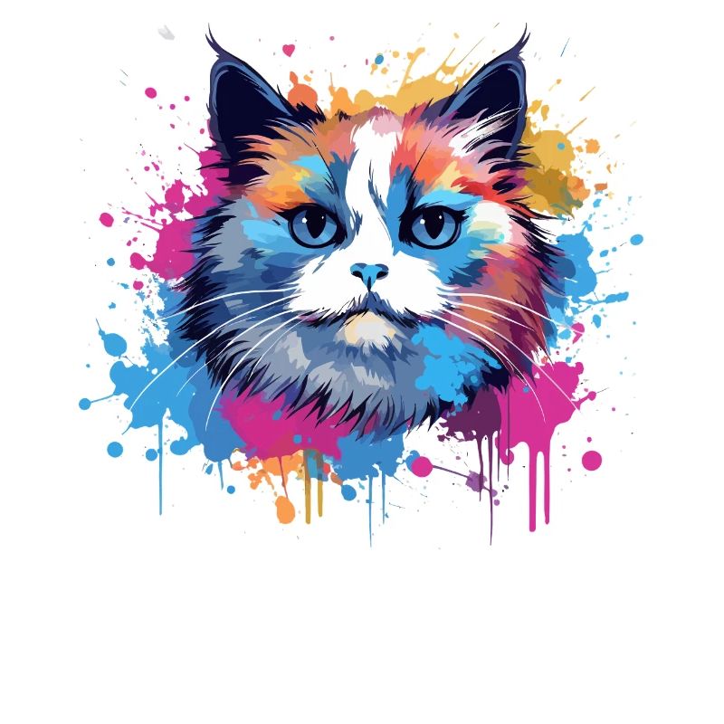 Art coloré éclaboussé de visage de chat Birman