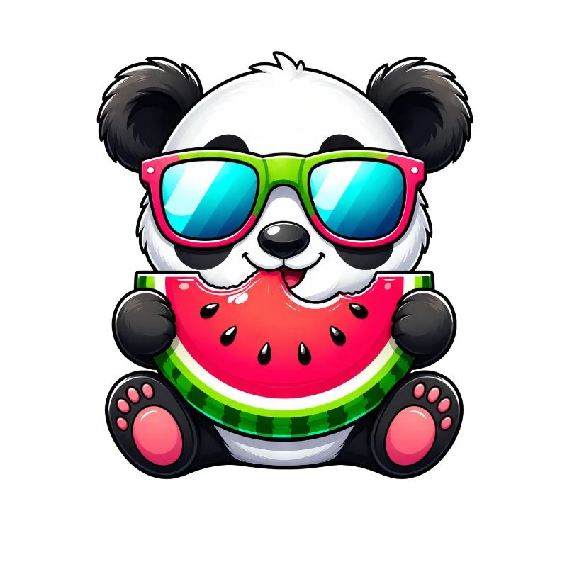 Panda mignon avec motif de dessin animé pastèque