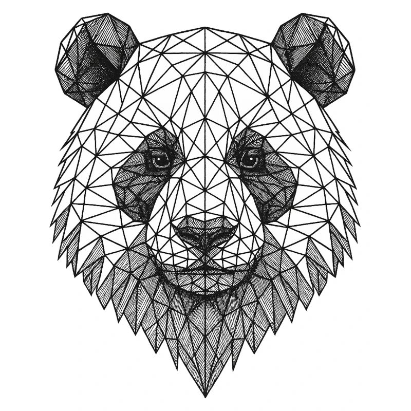 Geometric Panda Grid Art