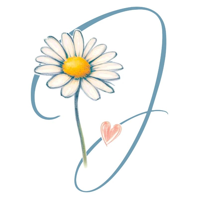 Buchstabe J Gänseblümchen Herz