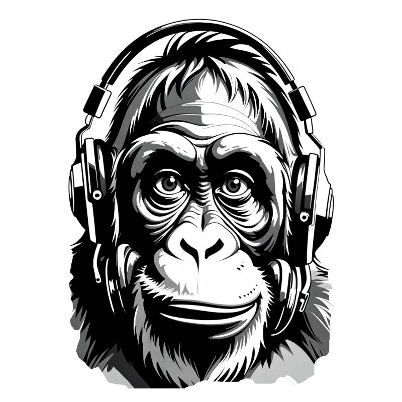 Musik Affe Gorilla mit Kopfhoerer als Geschenkidee