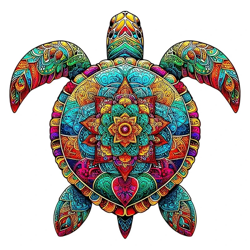 Tortue de mer décorée de Mandalas