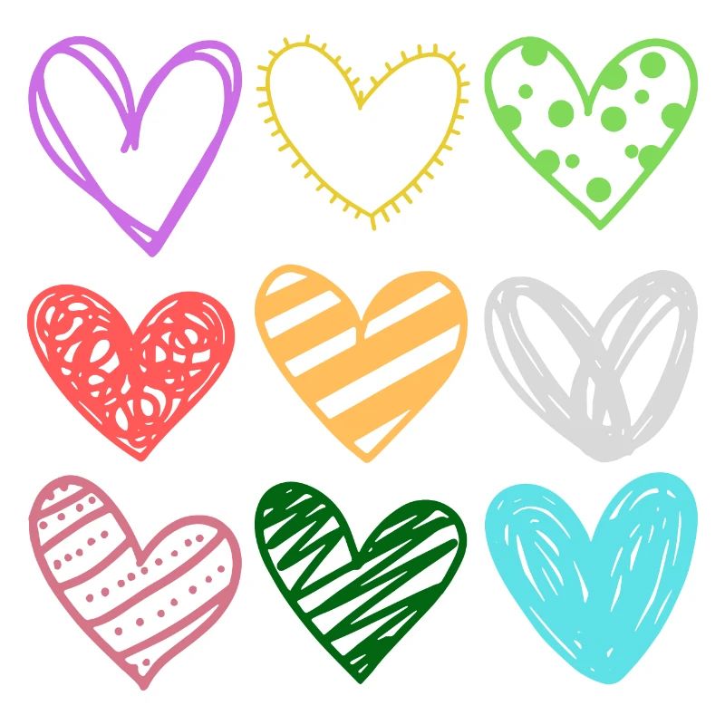 Colorful Doodle Hearts Pattern