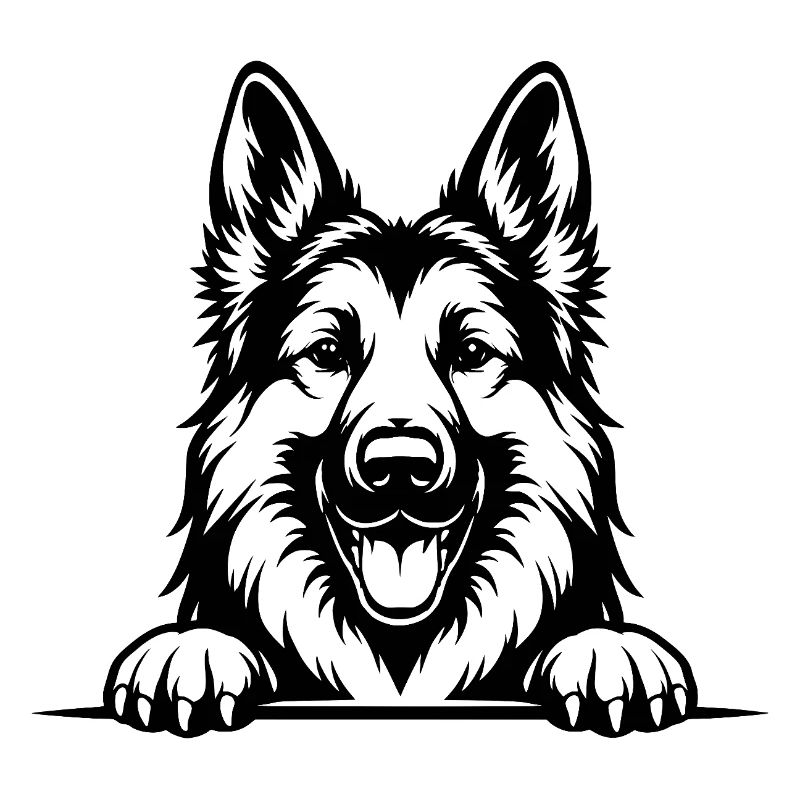 German Shepherd Portrait with Paws
