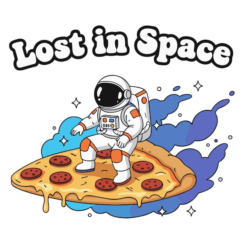 Astronaute sur une pizza dans l’espace