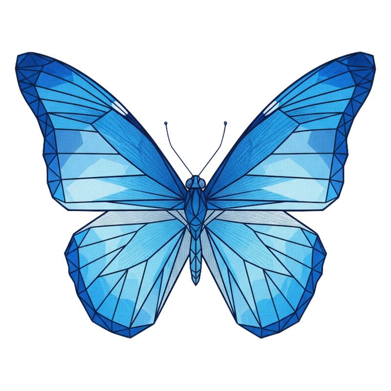 Geometric Blue Butterfly