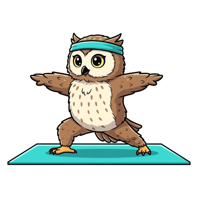 Yoga Owl Bird Doing Warrior Pose Art