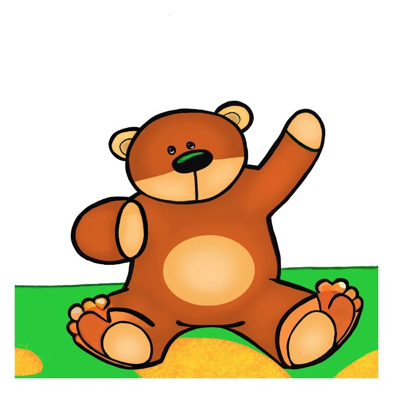 Mignon petit ourson assis dans l’herbe