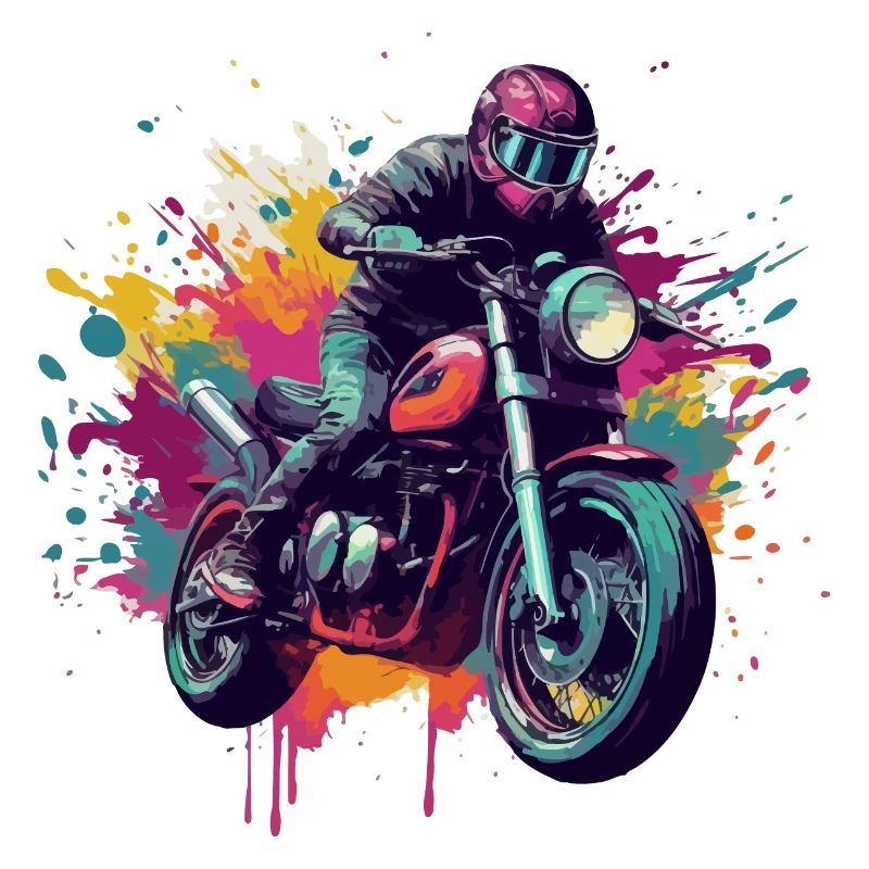 Moto avec tâche de couleur.