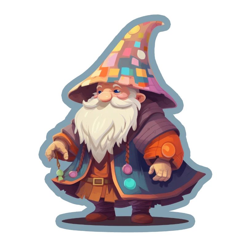 Dwarf with Patchwork Wizard Hat Fantasy Shirt