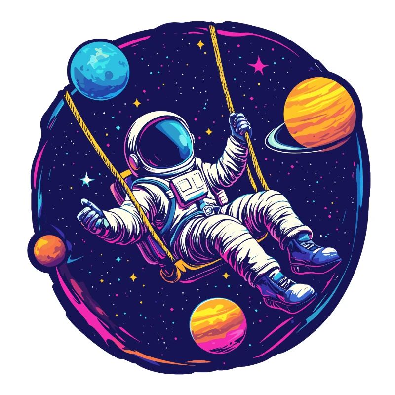 Astronaute avec balançoire dans l’espace